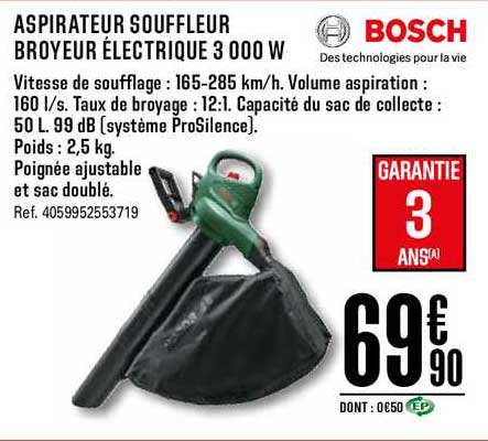 Aspirateur Souffleur Broyeur électrique 3000 W Bosch