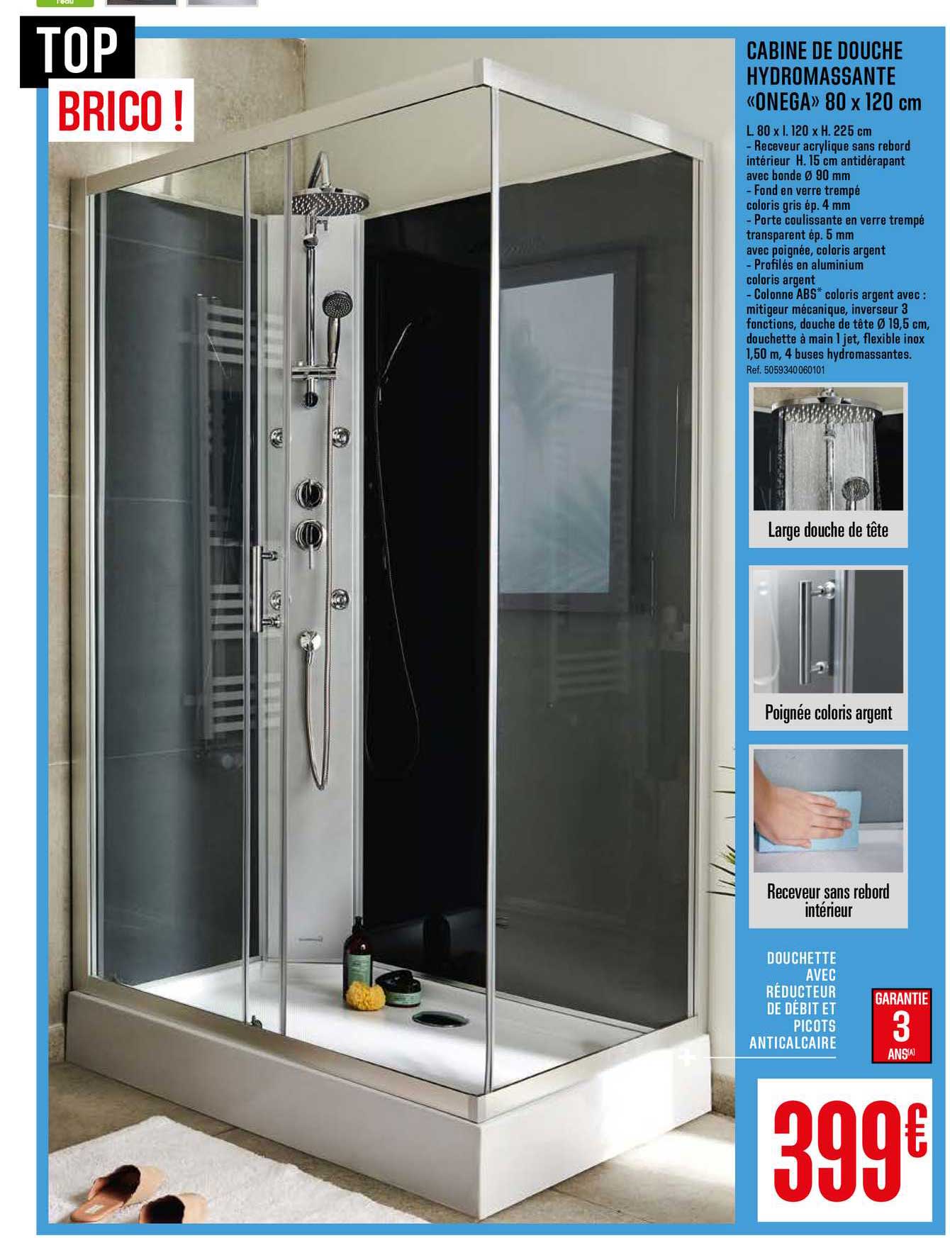 Cabine De Douche Hydromassante Onega 80 X 120 Cm