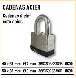 cadenas acier cadenas à clef ocot acier