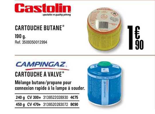 cartouche butane castolin cartouche à valve campingaz