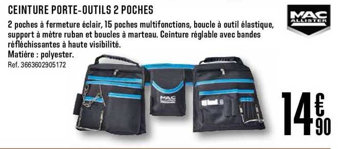 ceinture porte outils 2 poches mac allister