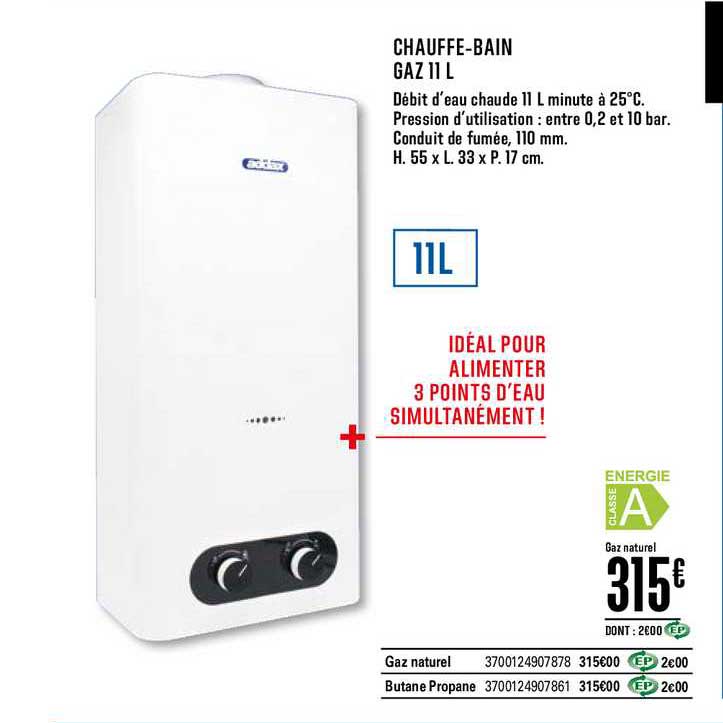 chauffe bain gaz 11 l