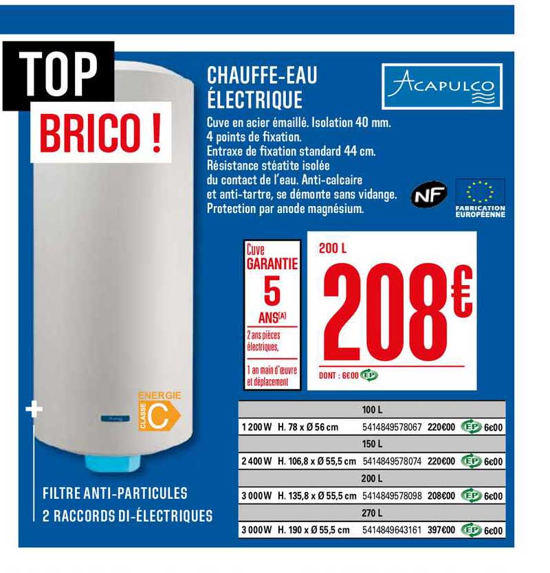 chauffe eau électrique acapulco