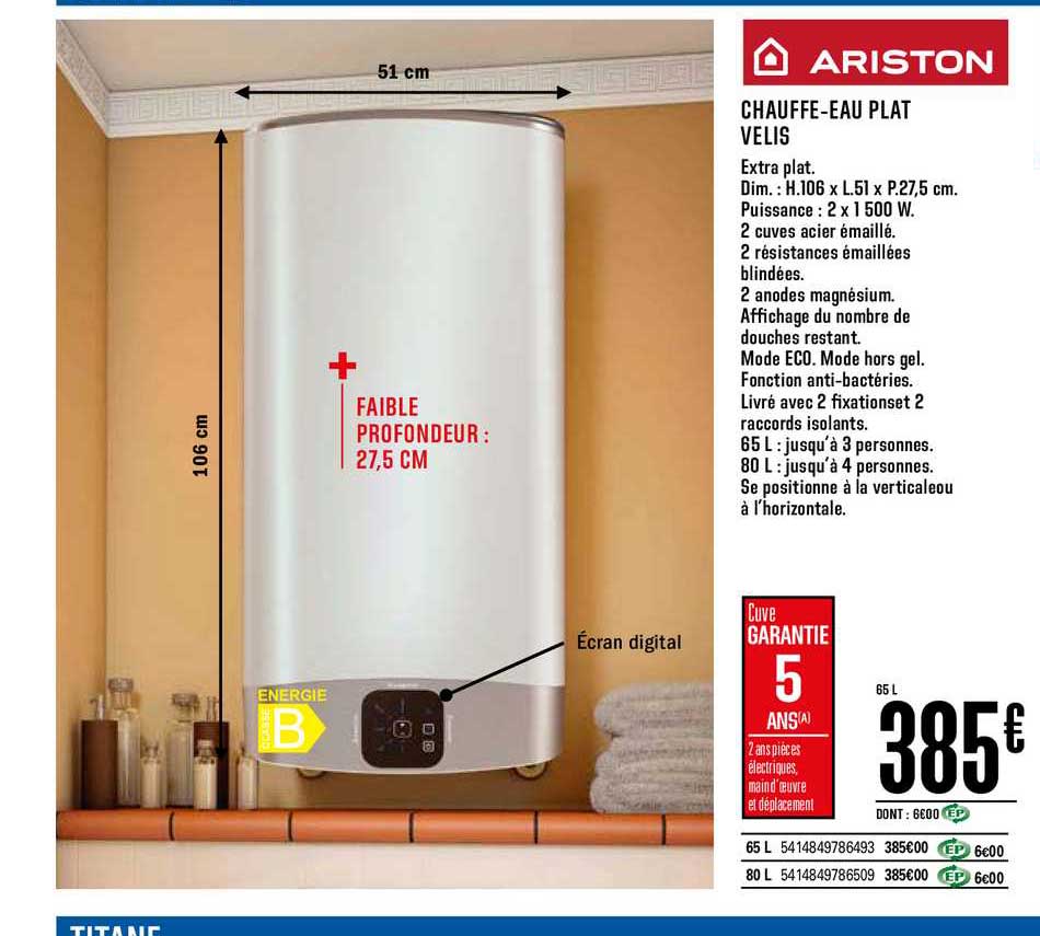 chauffe eau plat velis ariston