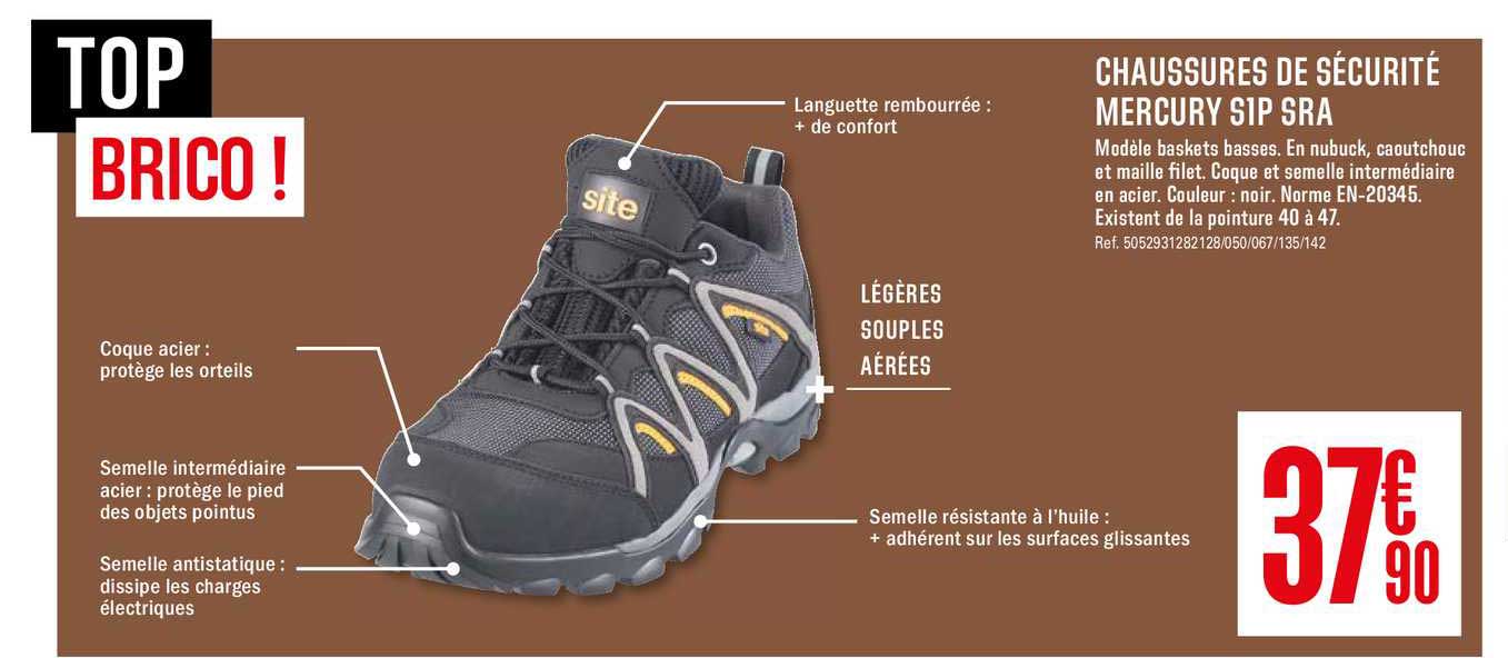 chaussures de sécurité mercury s1p sra