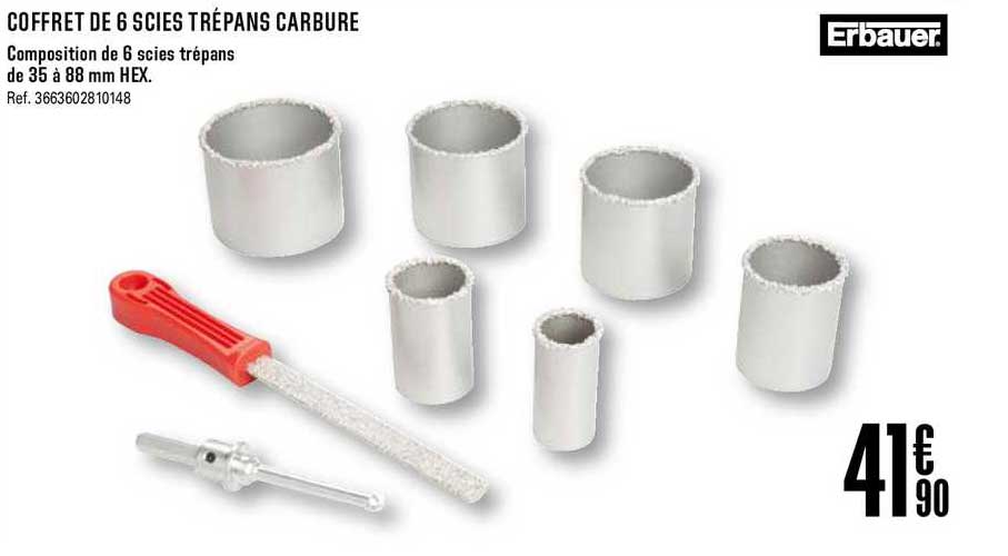 coffret de 6 scies trépans carbure erbauer