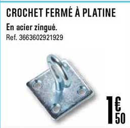 crochet fermé à platine en acier zingué