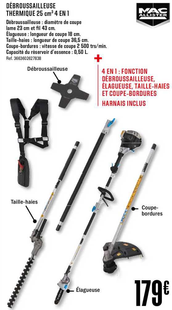 débroussailleuse thermique 25 cm3 4 en 1 mac allister