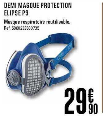 demi masque protection elipse p3 masque respiratoire réutilisable