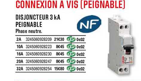 disjoncteur 3 ka peignable nf
