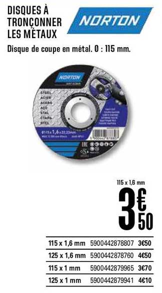 disques à tronçonner les métaux norton