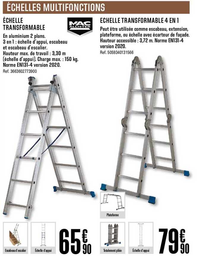 échelle transformable mac allister échelle transformable 4 en 1