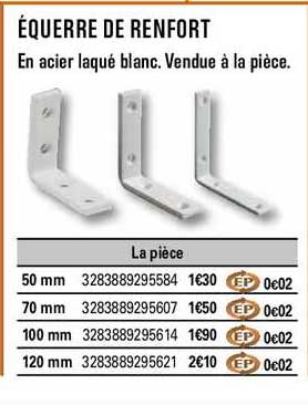 équerre de renfort en acier laqué blanc