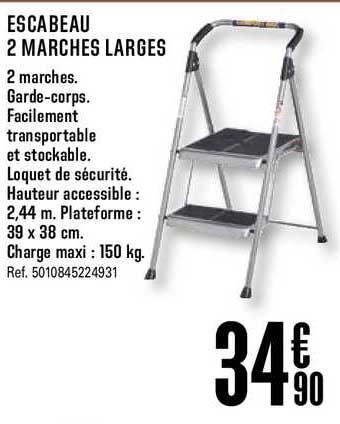 escabeau 2 marches larges