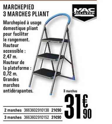 escabeau 3 marches pliant mac allister