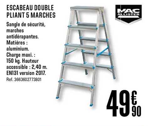 escabeau double pliant 5 marches mac allister