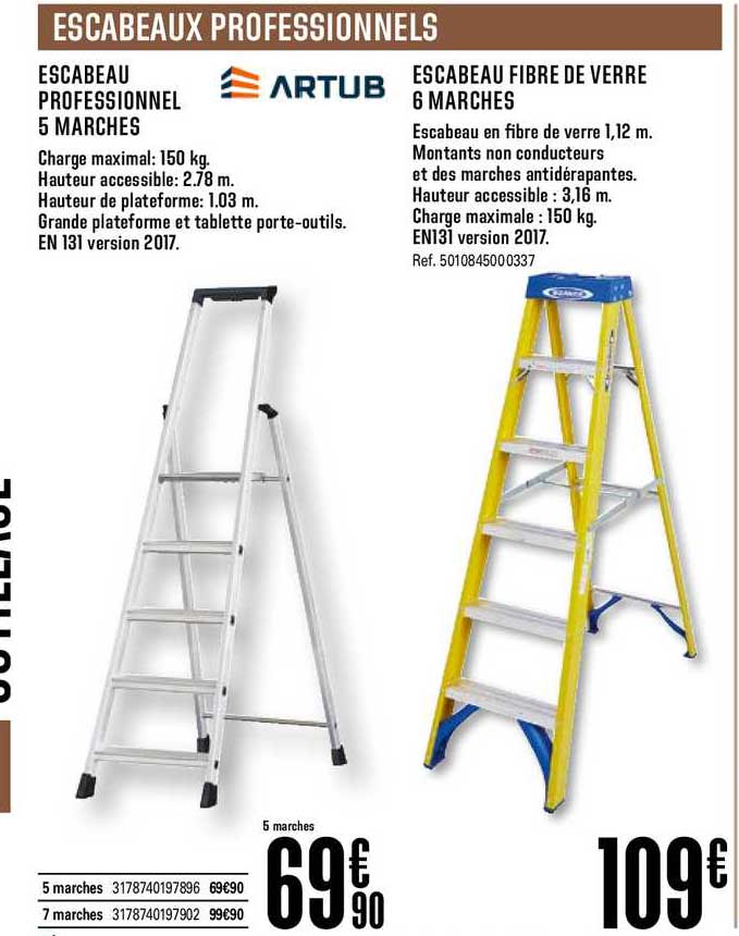 Escabeau Professionnel 5 Marches Escabeau Fibre De Verre 6 Marches Artub