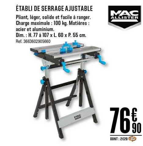 établi de serrage ajustable mac allister