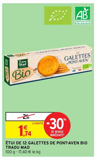 étui de 12 galettes de pont-aven bio traou mad