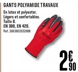 gants polyamide travaux en latex et polyester