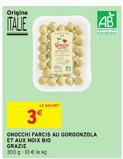 gnocchi farcis au gorgonzola et aux noix bio grazie