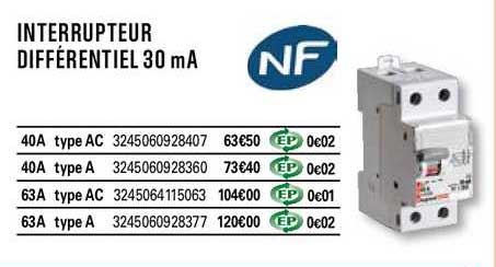 interrupteur différentiel 30 ma nf