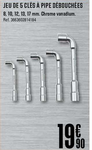 jeu de 5 clés à pipe débouchées