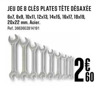 Jeu De 8 Clés Plates Tête Désaxée