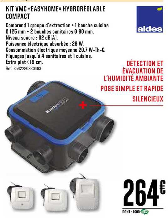 kit vmc easyhome hygroréglable compact aldes