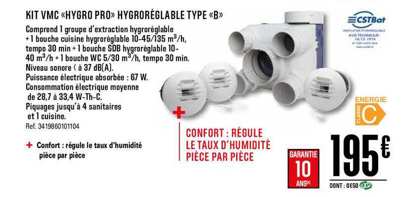 kit vmc hygro pro hygroréglable type b cstbat