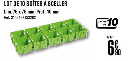 lot de 10 boîtes à sceller 75 x 75 mm 40 mm