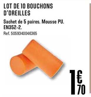 lot de 10 bouchons d'oreilles sachet de 5 paires