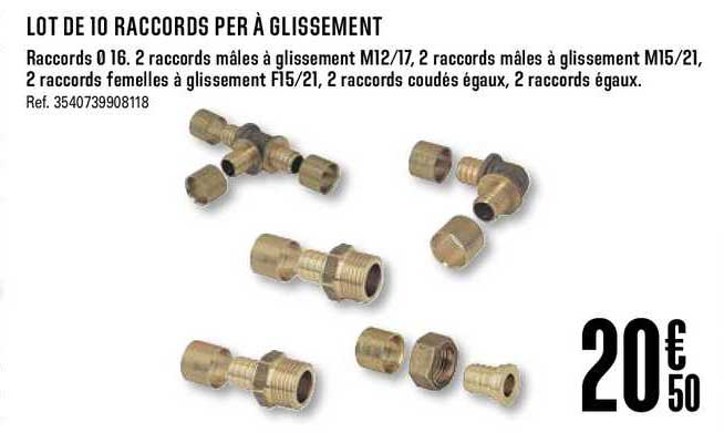 lot de 10 raccords per à glissement