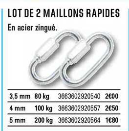 lot de maillons rapides en acier zingué