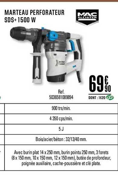 marteau perforateur sds+ 1500 w mac allister