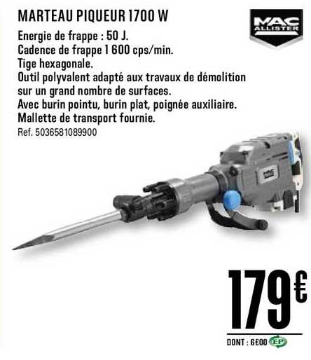 marteau piqueur 1700 w mac allister