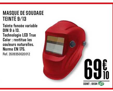 masque de soudage teinté 9 13