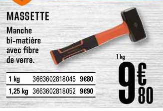 massette manche bi matière avec fibre de verre