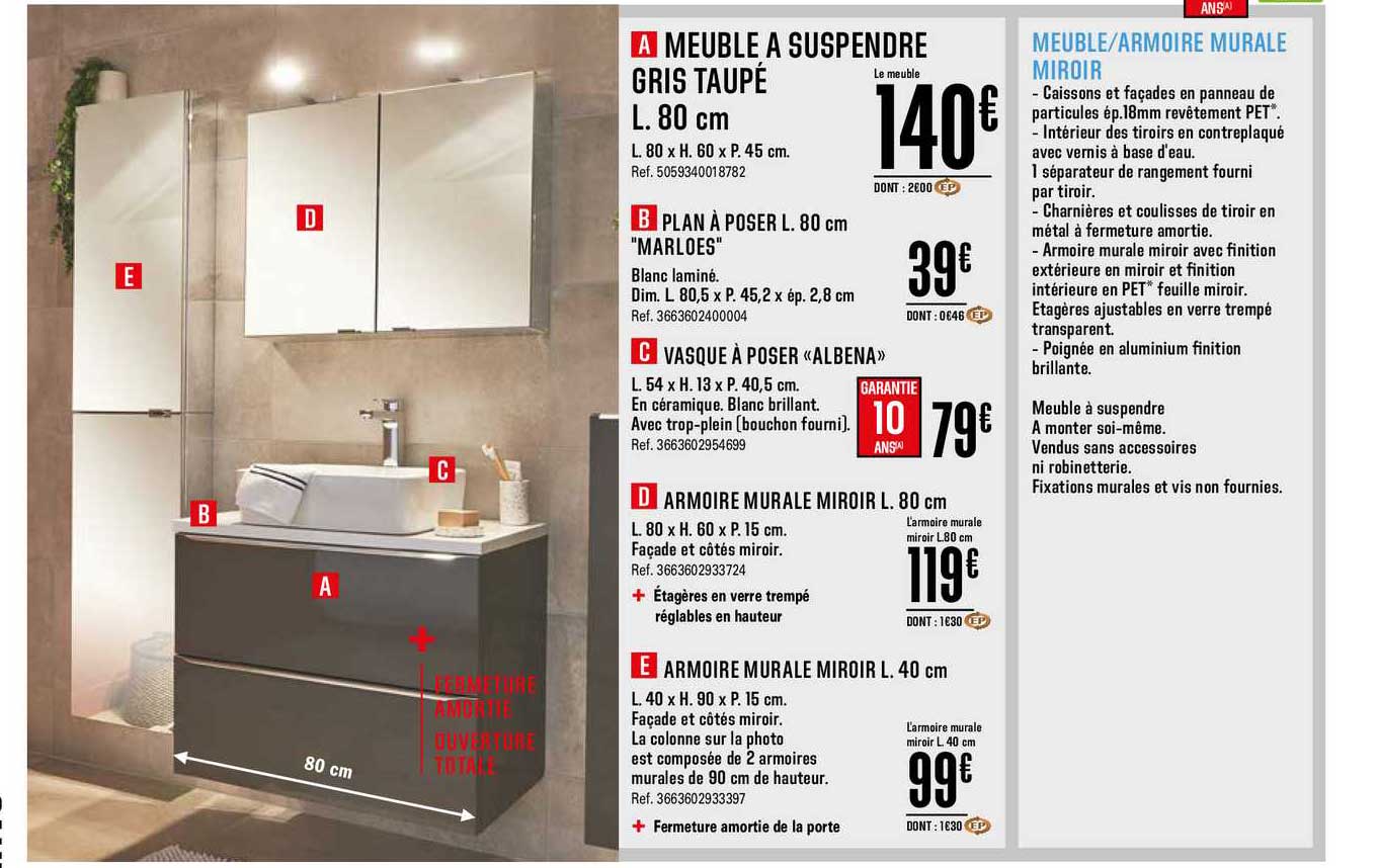 meuble armoire murale miroir meuble à suspendre gris taupé plan à poser marloes vasque à poser albena armoire murale miroir armoire murale miroir