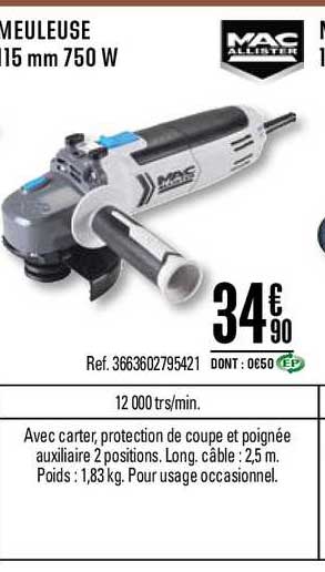 meuleuse 115 mm 750 w mac allister