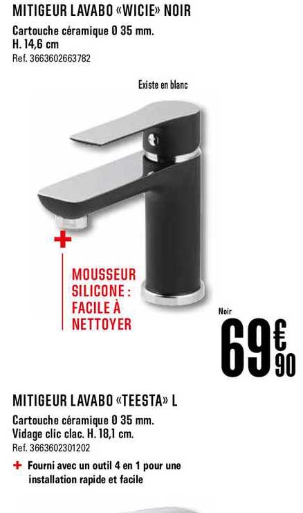 mitigeur lavabo wicie noir