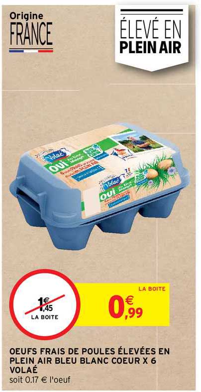 Oeufs Frais De Poules élevées En Plein Air Bleu Blanc Cœur X6 Volaé