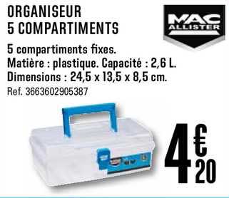 organiseur 5 compartiments mac allister