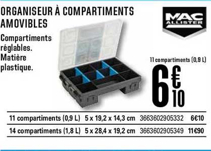 organiseur à compartiments amovibles mac allister
