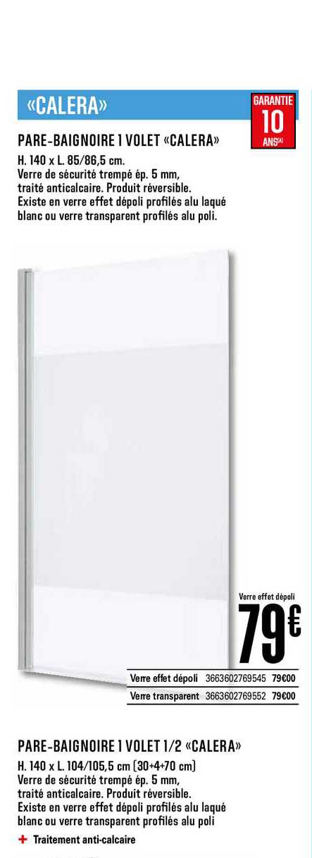 pare baignoire 1 volet calera pare baignoire 1 volet 1 2 calera