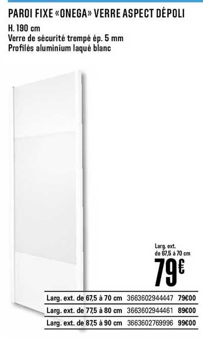 paroi fixe onega verre aspect dépoli