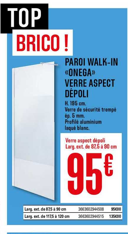 paroi walk in onega verre aspect dépoli