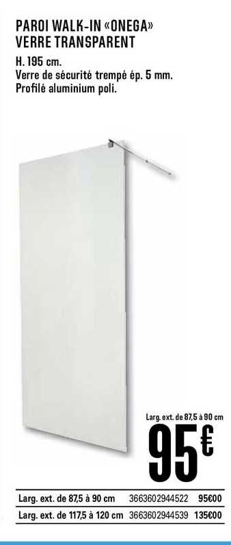 paroi walk in onega verre transparent