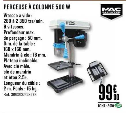 Perceuse à Colonne 500 W Mac Allister
