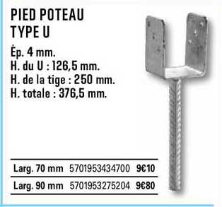 pied poteau type u